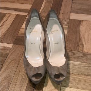 Christian Louboutin Suede Peep-Toe Pump